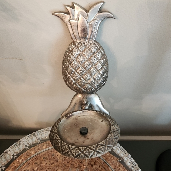 🍍Vintage Heavy Metal Pineapple 🕯 Candle Sconce Pewter - Picture 8 of 11